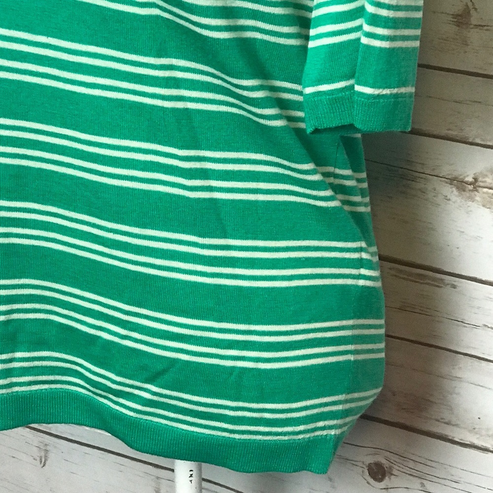 Banana Republic Wool Top Blouse Freen White Striped Size Women's Medium - Picture 3 of 5